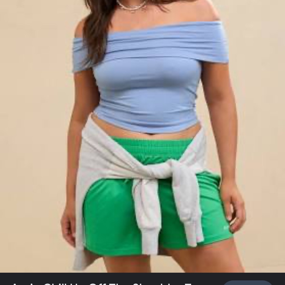 Off-Shoulder Blue Crop Top